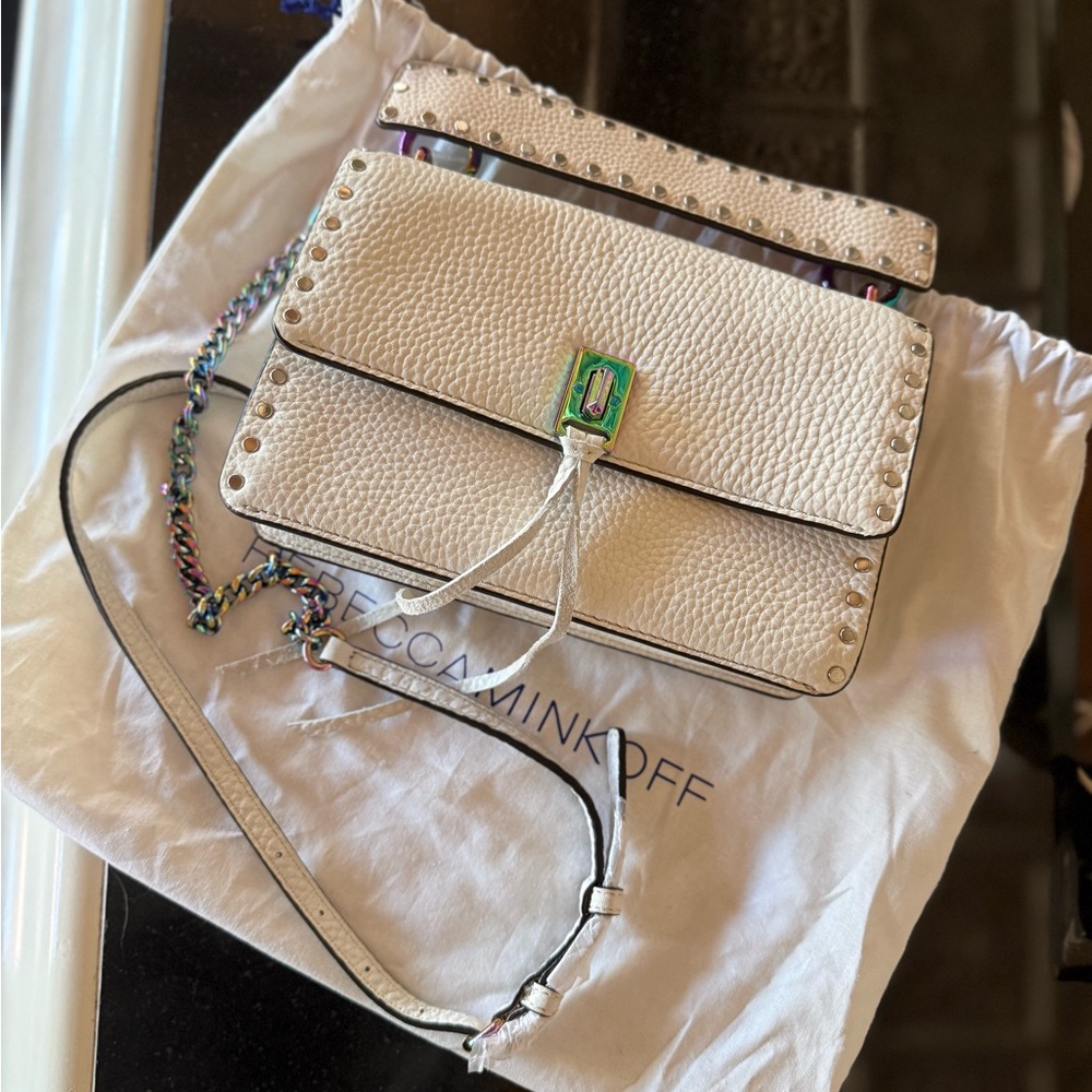 Rebecca Minkoff White Crossbody Bag with Stud Accents